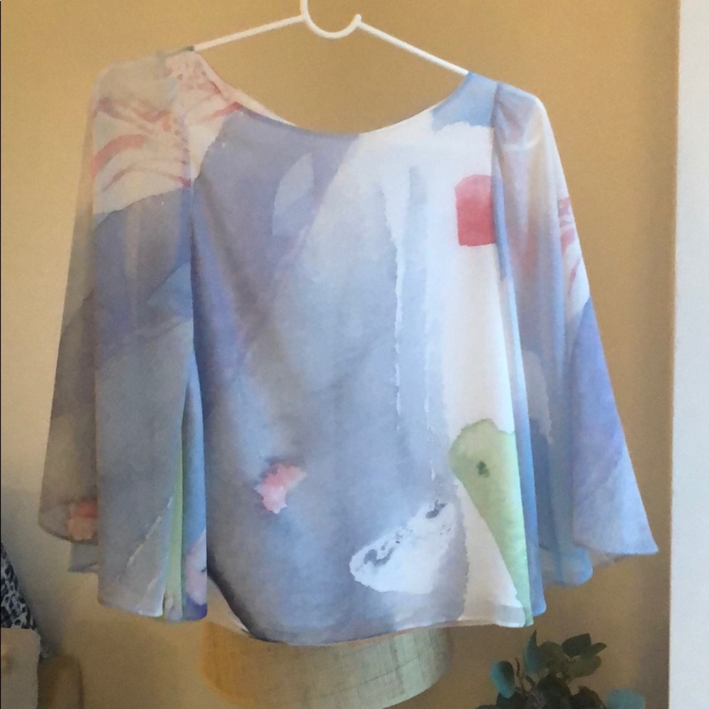 Alice Olivia pastel watercolor chiffon blouse